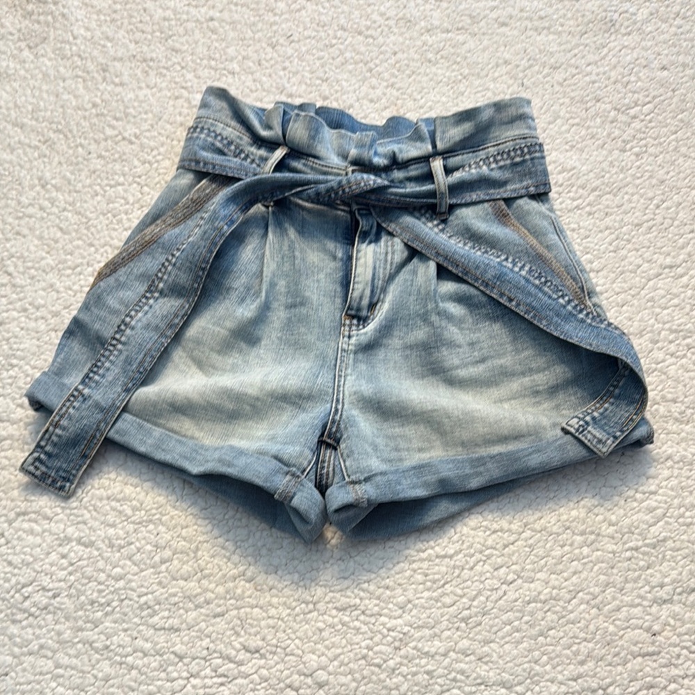 Chelsea & Violet Blue Jean Shorts with Paper Bag Waist